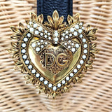 Bolsa Dolce & Gabbana Devotion Crystal Heart Wicker Top Handle