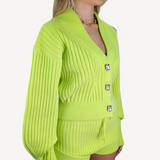 Cardigan David Koma Malha Canelada Verde