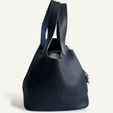 Bolsa Hermés Picotin 22 Clemence Bleu Navy com Ferragens Palladium