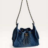 Bolsa Chanel 25 Mini Denim com Ferragens Douradas