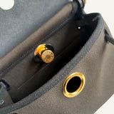 Bolsa Hermès Mini Herbag Toile Militaire Dark Bronze | Noir com Ferragens Gold