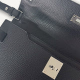 Pochette Kelly Depeches 25 Cuir Galop D Hermes 89 Noir com Ferragens Palladium