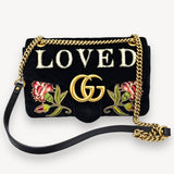 Bolsa Gucci GG Marmont Embroidered Velvet - Preta