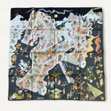 Lenço Hermès 90 Academia Hippica Noir / Ardoise / Rose Poudre