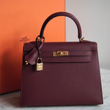 Bolsa Hermès Kelly 25 Epsom Sellier Rouge H  com Ferragens Gold