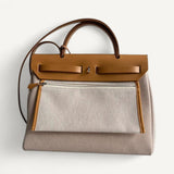 Bolsa Hermès Herbag 31 Ecru Viking Criss Toile com Ferragens Palladium