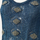 Vestido Rabanne Midi de Tricô com Detalhe em Aplicações