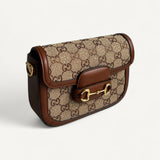 Bolsa Gucci Horsebit 1955 Crystals Small Shoulder Bag Monograma