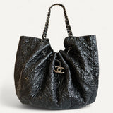 Bolsa Chanel Black Patent Leather Rock In Moscow Cabas Hobo Bag