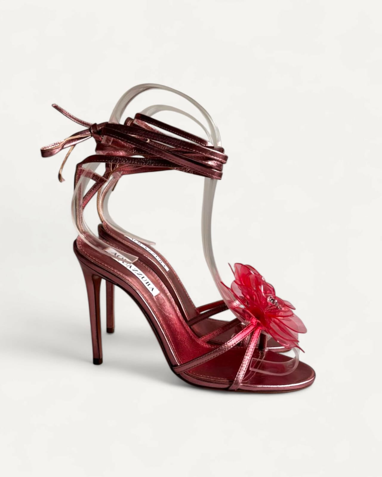Sandália Aquazzura Zsa Zsa Floral com Salto – Front Row