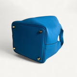 Bolsa Hermes Picotin 18 Togo Bleu France com Ferragens Gold