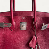 Bolsa Hermès Birkin 30 Togo Rouge Grenat com Ferragens Palladium