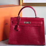 Bolsa Hermès Kelly 35 Crocodile Porosus Com Ferragens Palladium