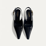 Scarpin Saint Laurent Slingback Lee em Couro Polido
