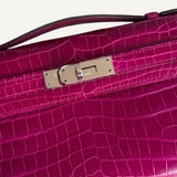 Bolsa  Hermès Kelly Cut Croco Shiny Rose Scheherazade com Ferragens Palladium