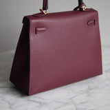 Bolsa Hermès Kelly 25 Epsom Sellier Rouge H  com Ferragens Gold