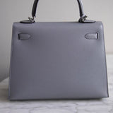 Bolsa Hermès Kelly 25 Epsom Gris Pantin com Ferragens Palladium