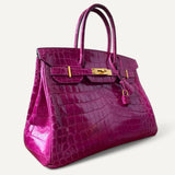 Bolsa Hermès Birkin 30 Rose Scheherazade Croco Niloticus Shiny com Ferragens Gold