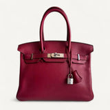 Bolsa Hermès Birkin 30 Togo Rouge Grenat com Ferragens Palladium