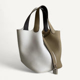 Bolsa Hermès Picotin 18 Tricolor Marfa/New White/Maca com Ferragens Palladium