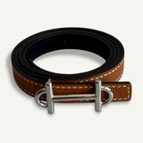 Cinto Hermès Reversible 13mm Ancre Craie | Vert Fizz com Ferragens Palladium
