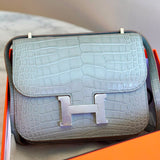 Bolsa Hermès Constance 18 Alligator Gris Perle Com Ferragens Palladium
