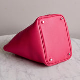 Bolsa Hermès Picotin 18 Clemence Rose Shocking com Ferragens Palladium