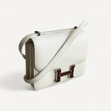 Bolsa Hermès Constance 18 Evercolor Blanc com Ferragens Croco Shiny Havane