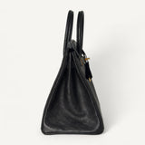 Bolsa Hermès Birkin 25 Ostrich Noir com Ferragens Gold