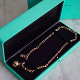 Pulseira Tiffany Duas Voltas de Elos Pequenos em Ouro Rosa