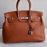 Bolsa Hermès Birkin 35 Togo Gold com Ferragens Palladium