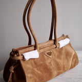 Bolsa Prada Bonnie Camurça Lambskin Marrom Canela