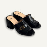 Mule Fendi Roma Black Crocodile-Embossed