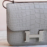 Bolsa Hermès Constance 18 Alligator Gris Perle Com Ferragens Palladium
