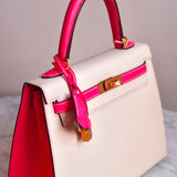 Bolsa Hermès Kelly 25 Epsom Craie | Rose com Ferragens Gold