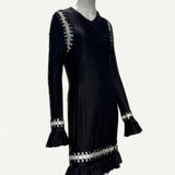 Vestido Burberry Midi em Malha Preta com Elos Prateados