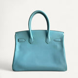 Bolsa Hermès Birkin 30 Epsom Bleu Atoll com Ferragens Palladium