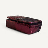 Bolsa Burberry Lola Small Sequinned Leather Burgundy