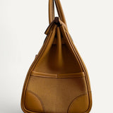 Bolsa Hermès Birkin 25 Cargo Desert/Sesame Toile Goeland com Ferragens Palladium