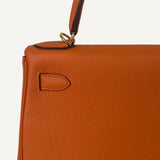 Bolsa Hermès Kelly 28 Togo Orange H com Ferragens Gold