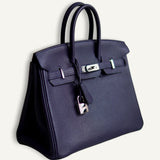 Bolsa Hermès Birkin 25 Togo Bleu Nuit com Ferragens Palladium