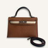 Bolsa Hermès Mini Kelly Epsom Tricolor Gold | Nata | Noir com Ferragens Palladium