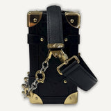 Bolsa Louis Vuitton Side Trunk MM Black com Ferragens Douradas