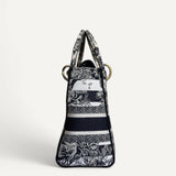 Bolsa Dior Medium Lady D-Lite Azul Palms Bordado