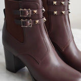 Bota Valentino Rockstud Couro Marrom