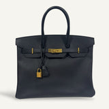 Bolsa Hermès Birkin 35 Epsom Noir com Ferragens Gold