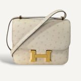 Bolsa Hermès Constance 18 Ostrich Nata com Ferragens Gold