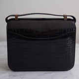 Bolsa Hermès Constance 24 Shiny Alligator Noir com Ferragens Gold