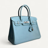 Bolsa Hermès Birkin 30 Epsom Bleu Atoll com Ferragens Palladium