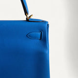 Bolsa Hermès Kelly 28 Togo Bleu Mykonos com Ferragens Gold